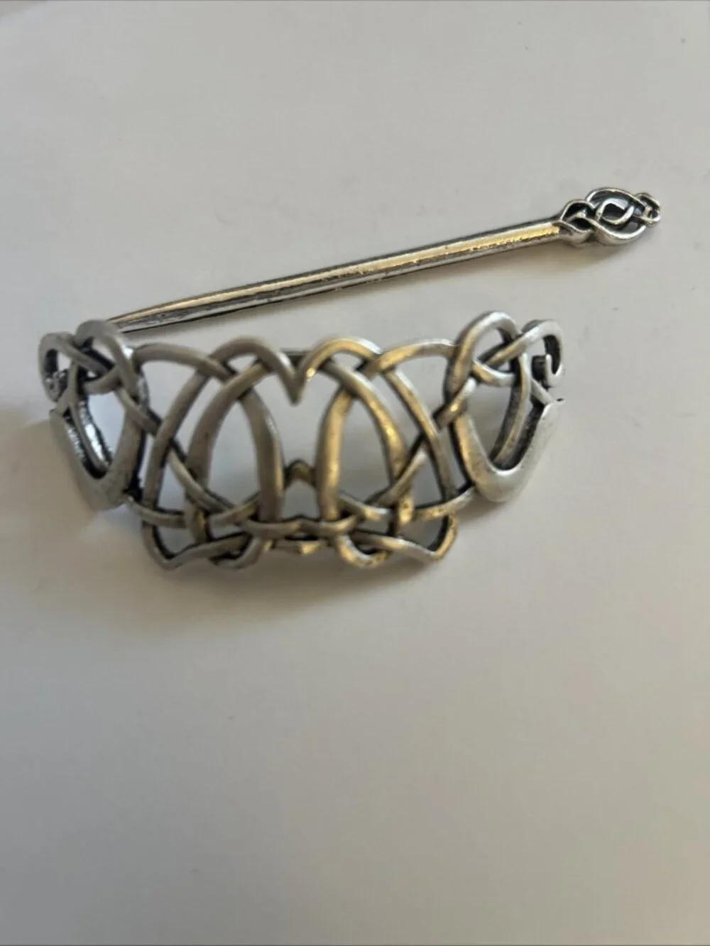Celtic Hair Barrette Clip Tangled Silver Zinc Alloy Medieval Knot Design New